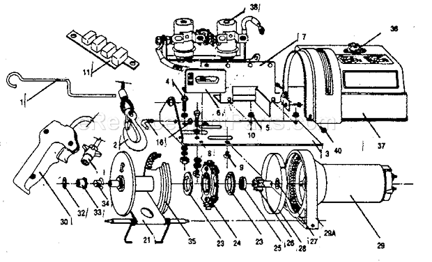 Unit Diagram and Parts List for 3950  Craftsman Hoist & Winch