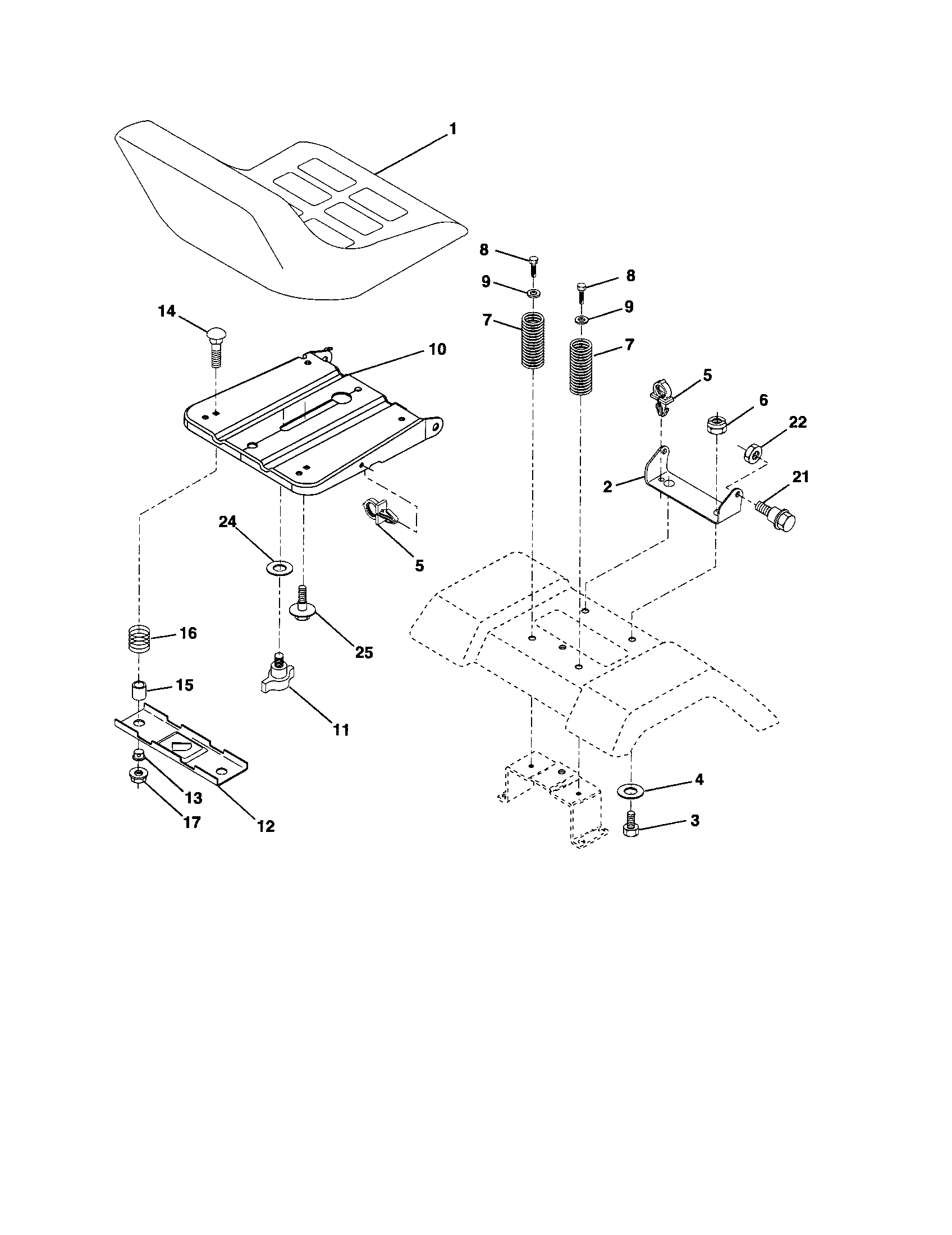 Seat Diagram and Parts List for 917256340  Craftsman Lawn Tractor