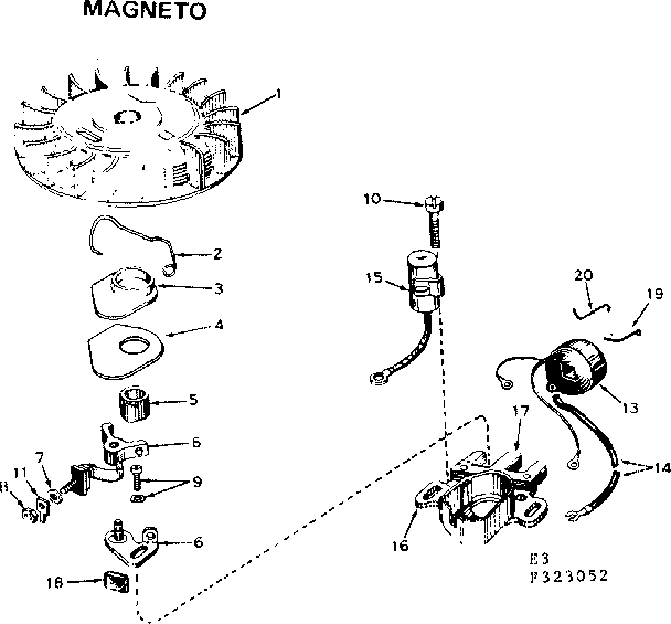 Magneto Diagram and Parts List for 580323052  Craftsman Engine
