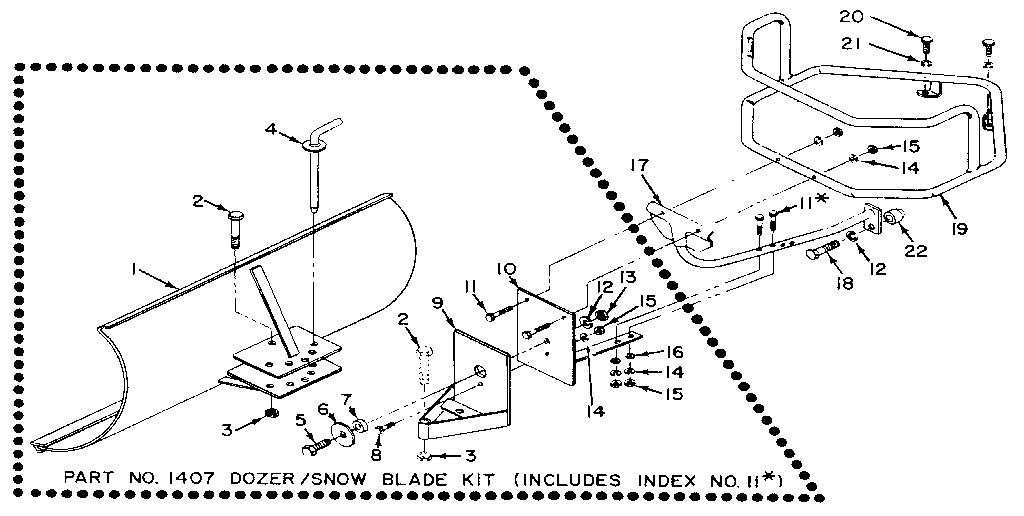 Dozer / Snow Blade Attachment Diagram and Parts List for 29909  Craftsman Tiller