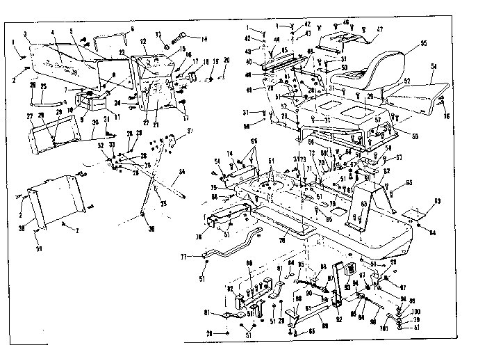 Top Half Diagram and Parts List for 53681330  Craftsman Lawn Mower