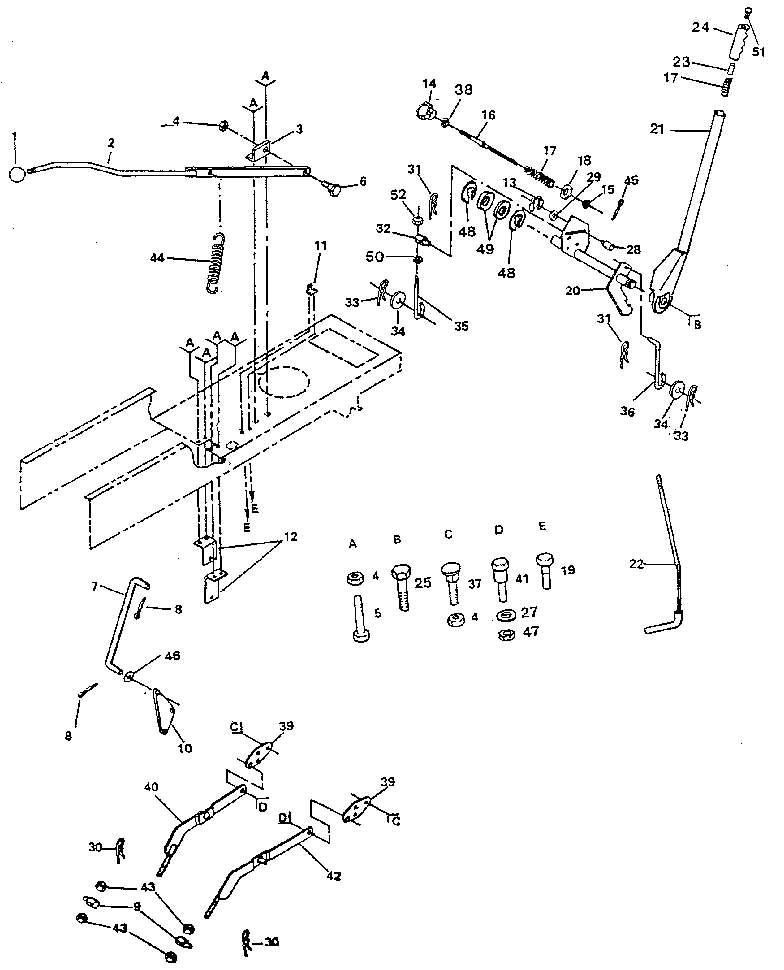 Lift Adjustment Diagram and Parts List for 917259730  Craftsman Lawn Tractor
