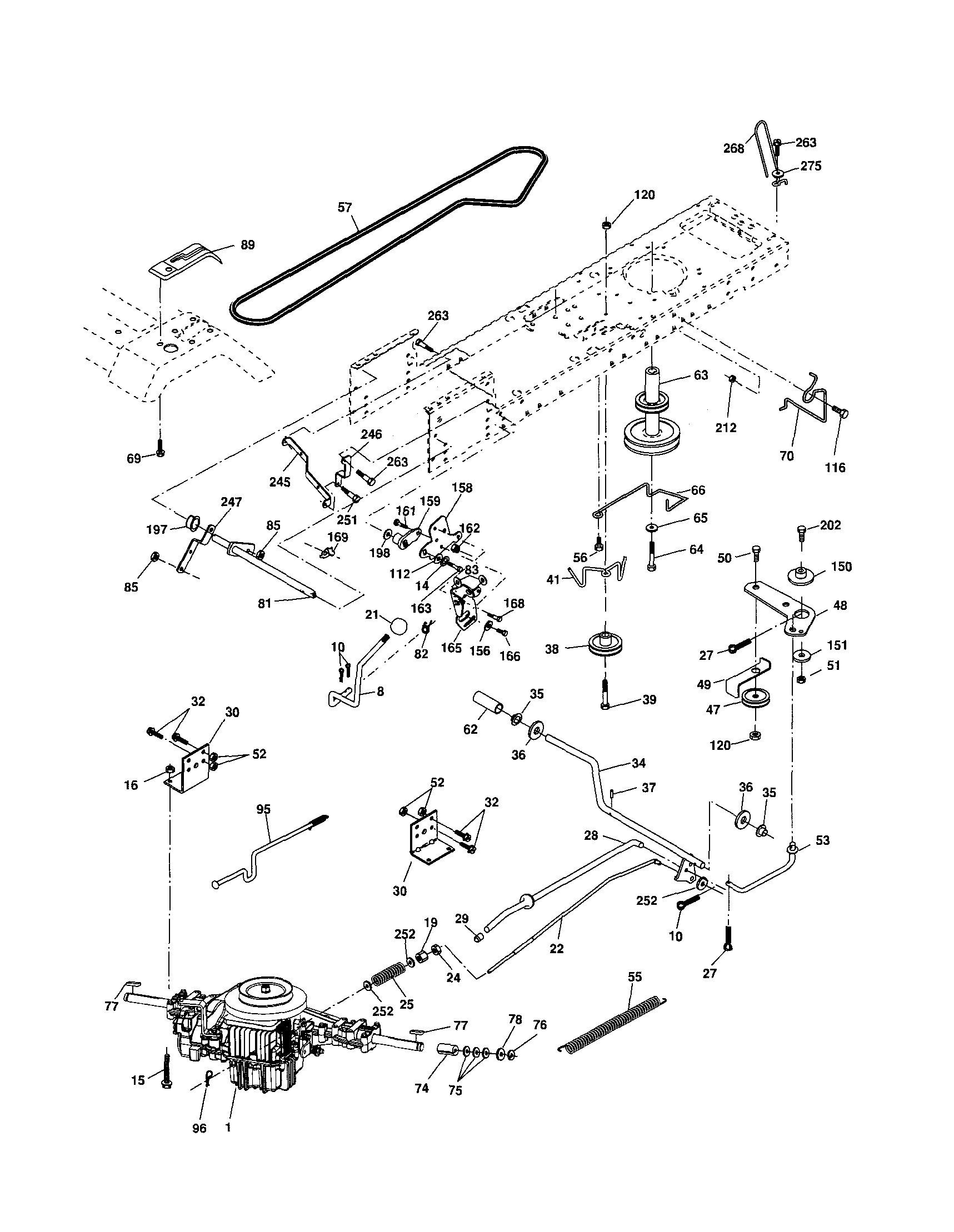 Drive Diagram and Parts List for 917254190  Craftsman Lawn Tractor