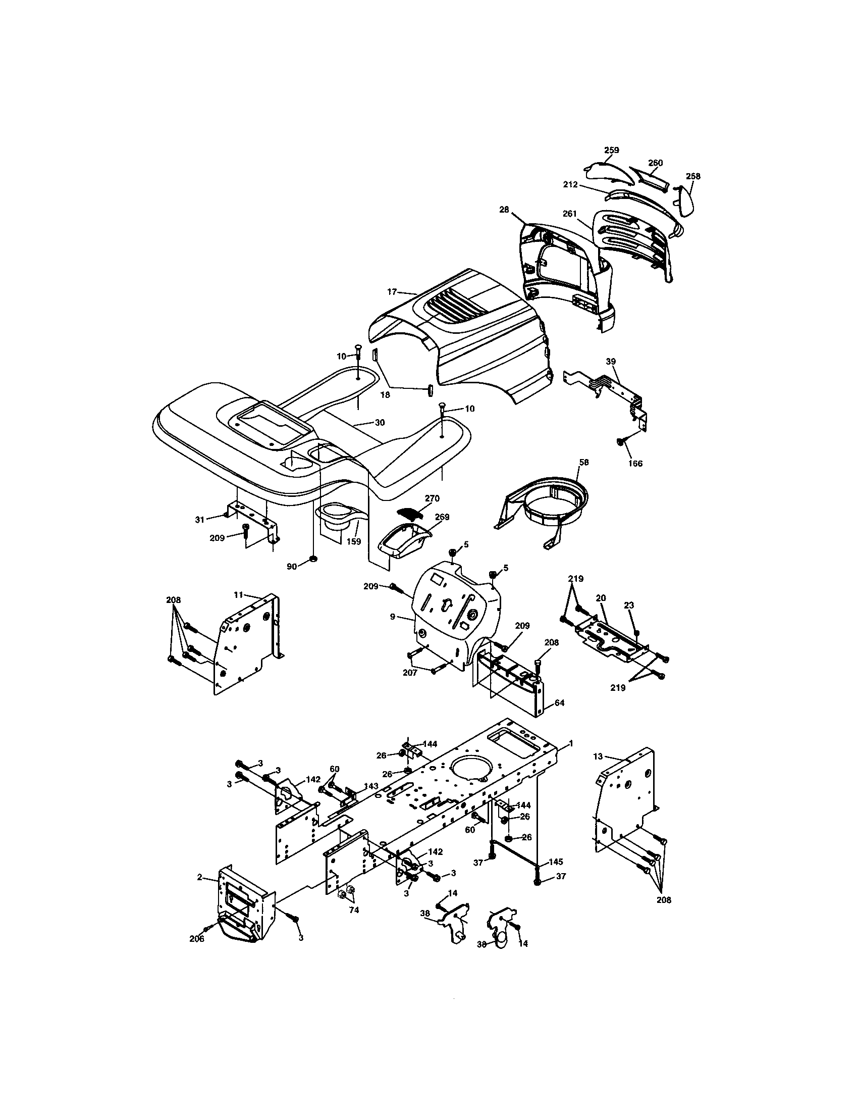 Chassis And Enclosures Diagram and Parts List for 917272862  Craftsman Lawn Tractor