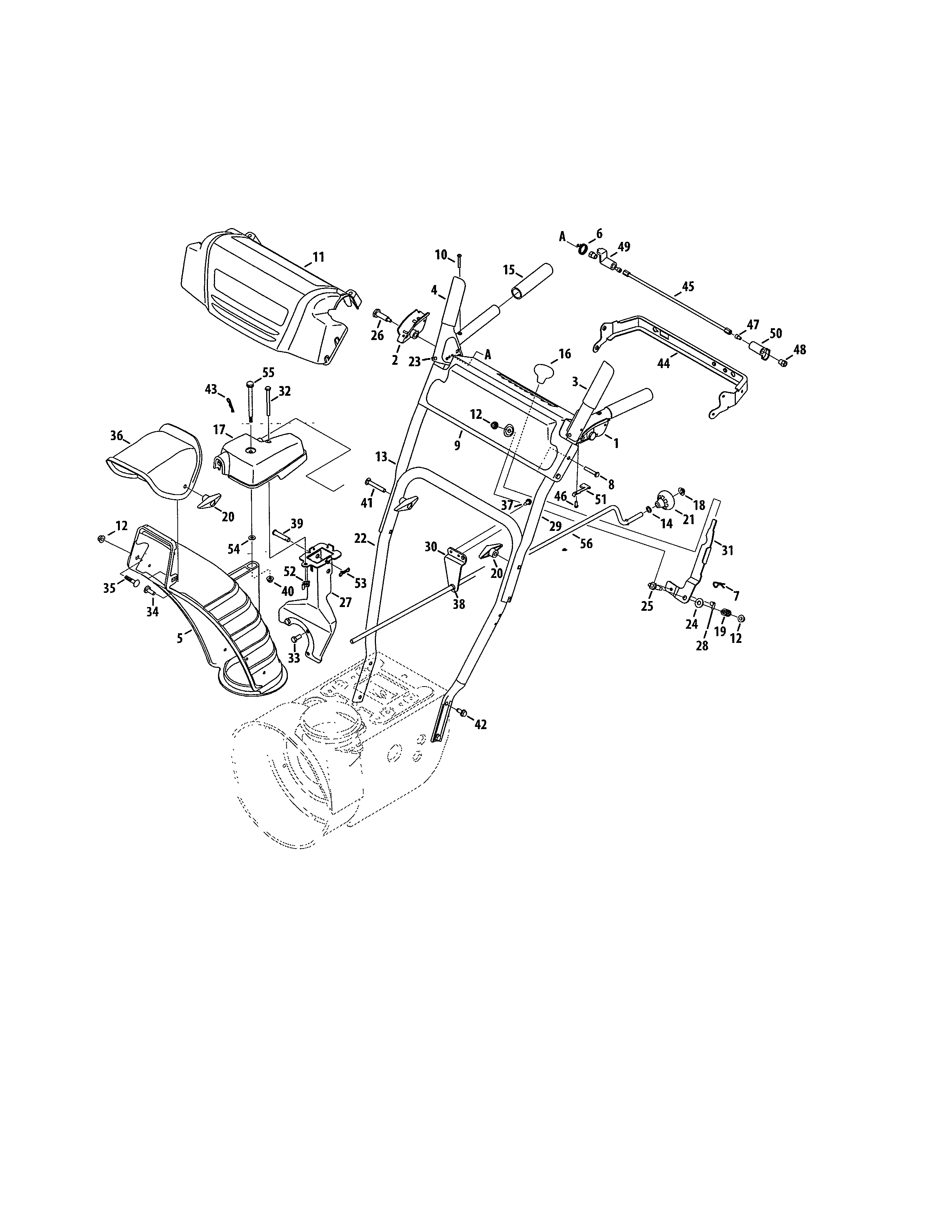 Chute/handles Diagram and Parts List for 247881732  Craftsman Snow Blower