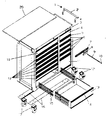 Cabinet Parts Diagram and Parts List for 706659212  Craftsman Tool Stand & Cart