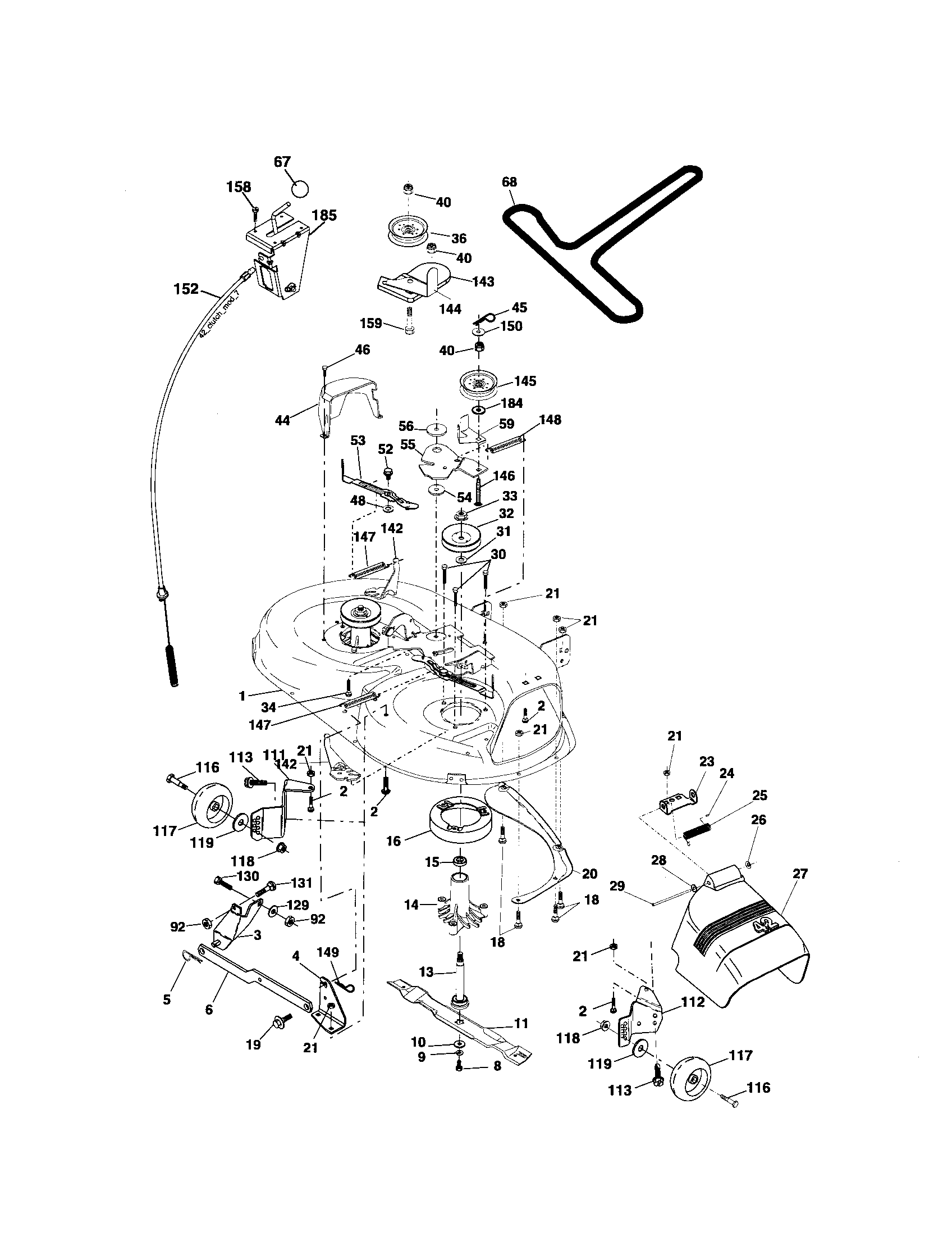 Mower Deck Diagram and Parts List for 917276750  Craftsman Lawn Tractor