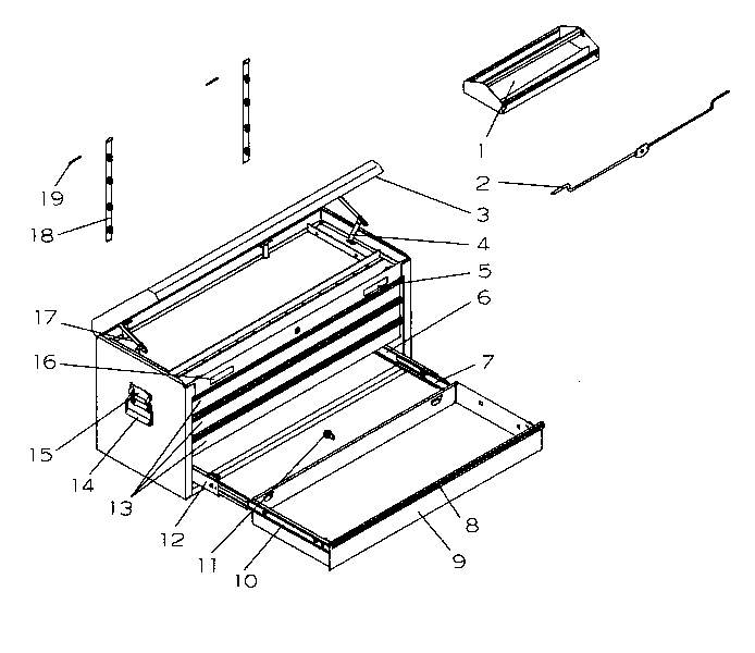 Chest Diagram and Parts List for 706597253  Craftsman Tool Stand & Cart
