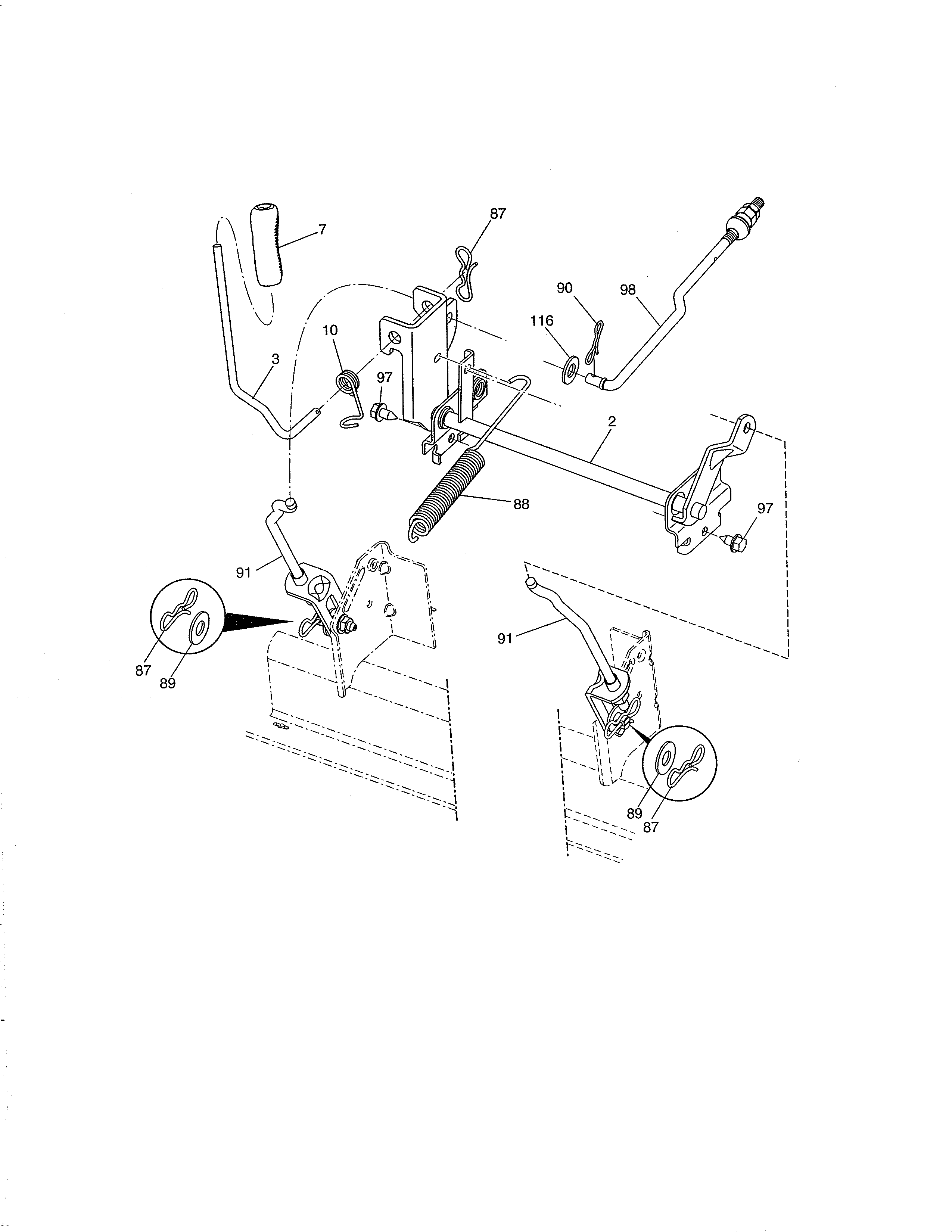 Lift Diagram and Parts List for 917250811  Craftsman Lawn Tractor