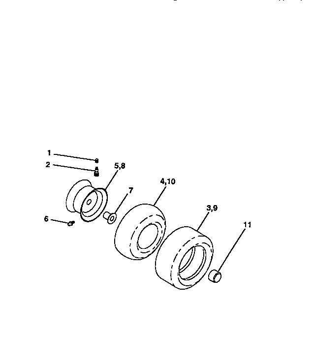 Wheels And Tires Diagram and Parts List for 917258514  Craftsman Lawn Tractor