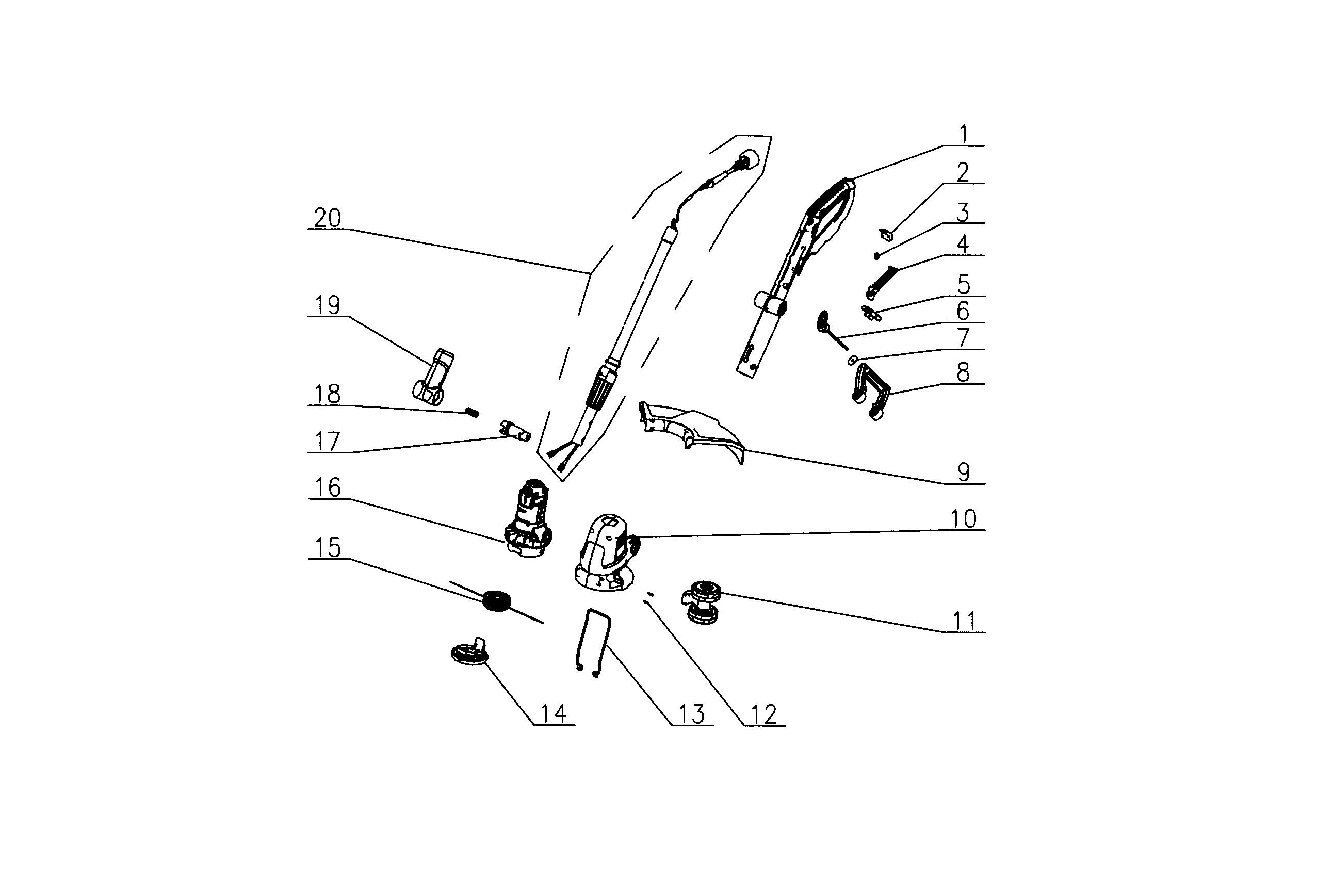 Main Assy Diagram and Parts List for 15130383  Craftsman Trimmer