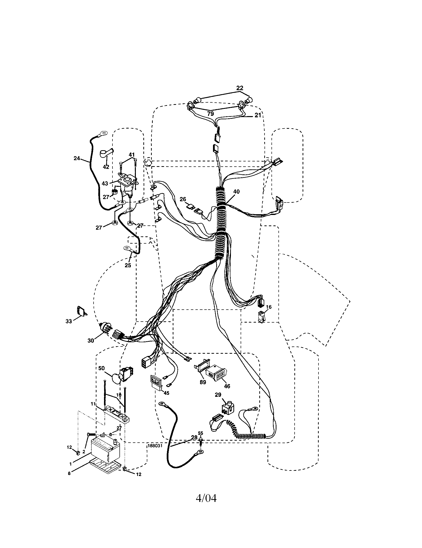 Electrical Diagram and Parts List for 917273622  Craftsman Lawn Tractor