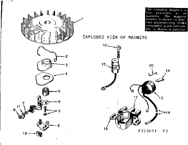 Magneto Diagram and Parts List for 580323051  Craftsman Engine
