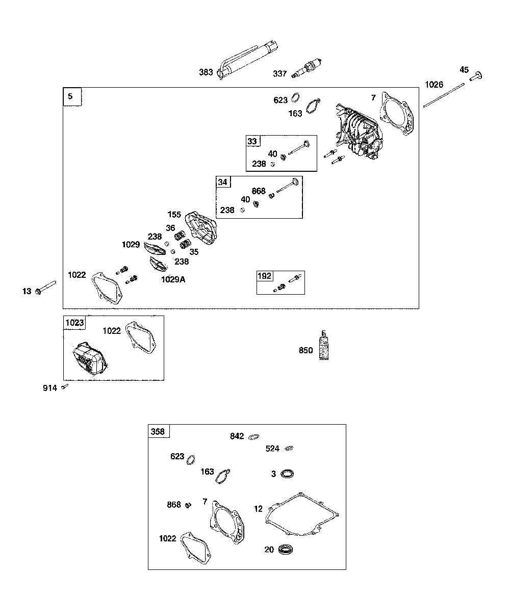Cylinder head Diagram and Parts List for CMXGMAM7435274  Craftsman Lawn Mower