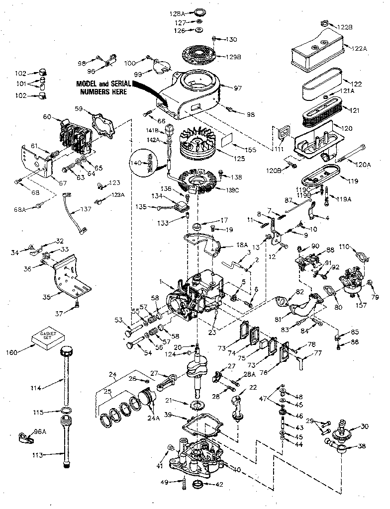 Replacement Parts Diagram and Parts List for 143396042  Craftsman Engine
