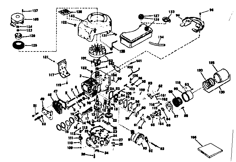 Basic Engine Diagram and Parts List for 143226302  Craftsman Engine