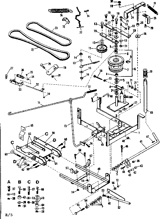 Main Frame Diagram and Parts List for 84226009  Craftsman Snow Blower