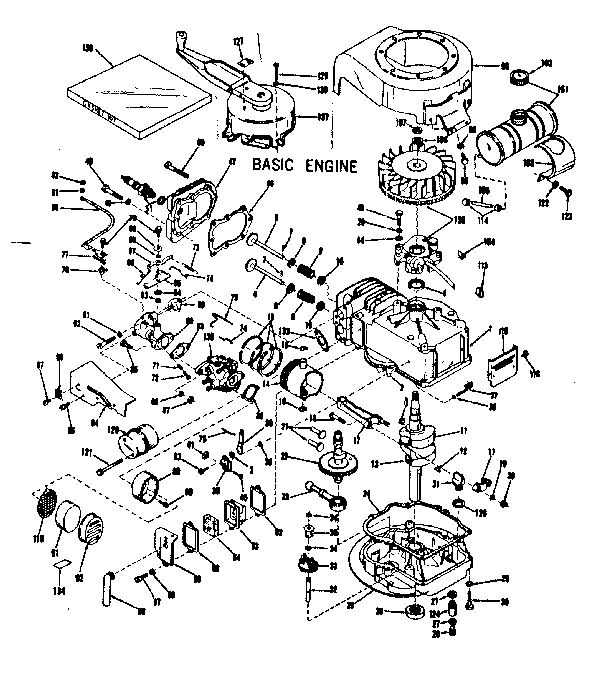 Basic Engine Diagram and Parts List for 143102130  Craftsman Engine