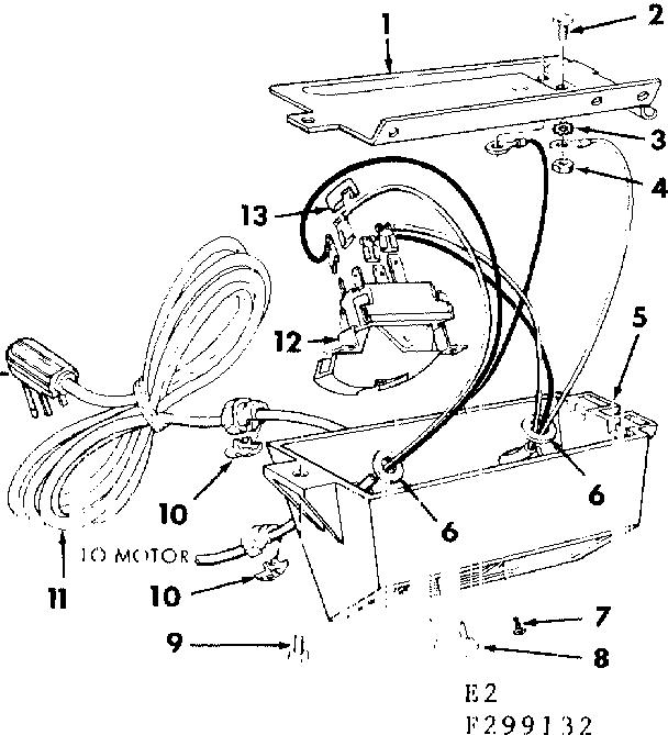 Switch Box Housing Diagram and Parts List for 113299132  Craftsman Power Motor