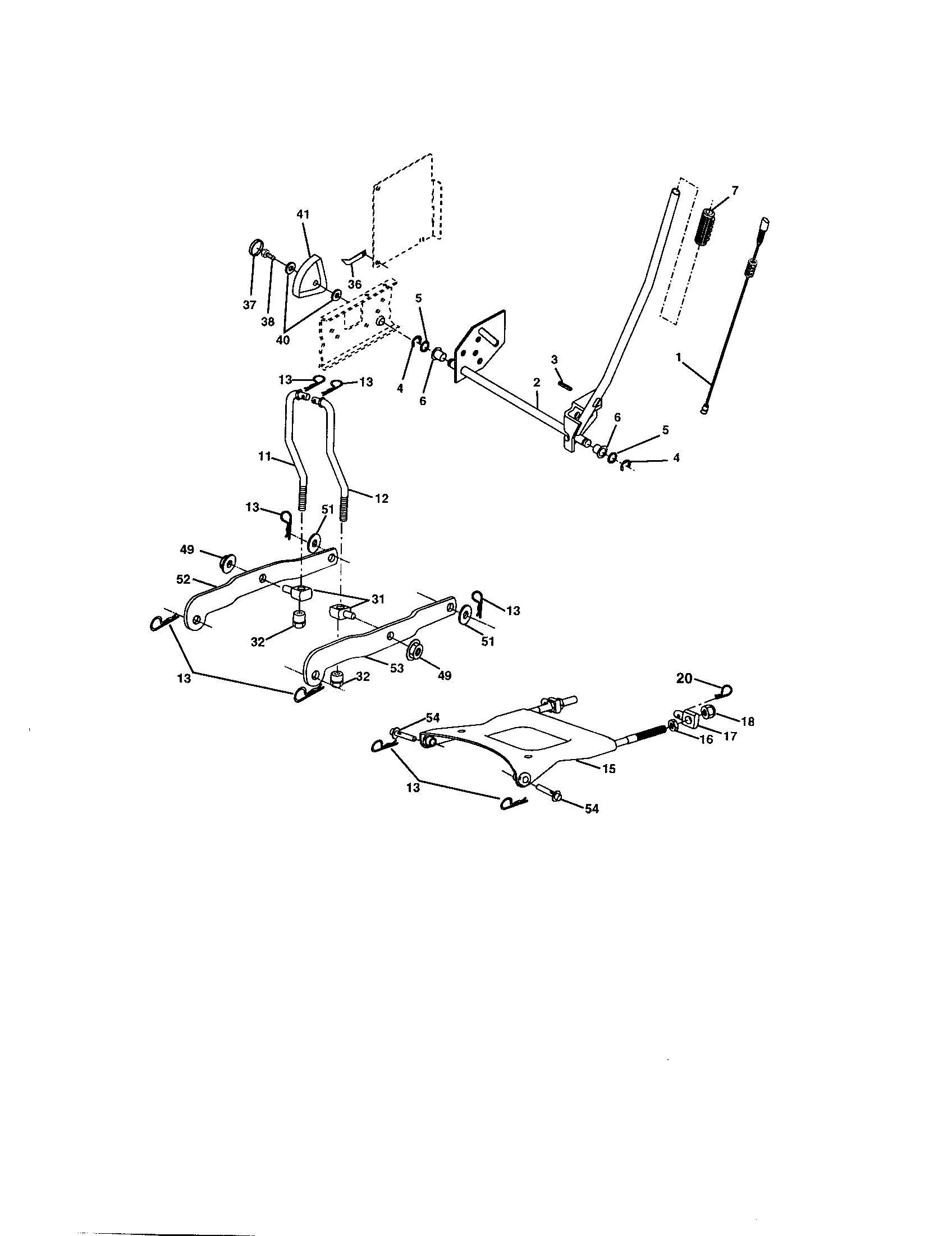 Lift Assembly Diagram and Parts List for 917273622  Craftsman Lawn Tractor