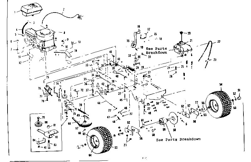 Drive Assembly Diagram and Parts List for 536255240  Craftsman Lawn Tractor