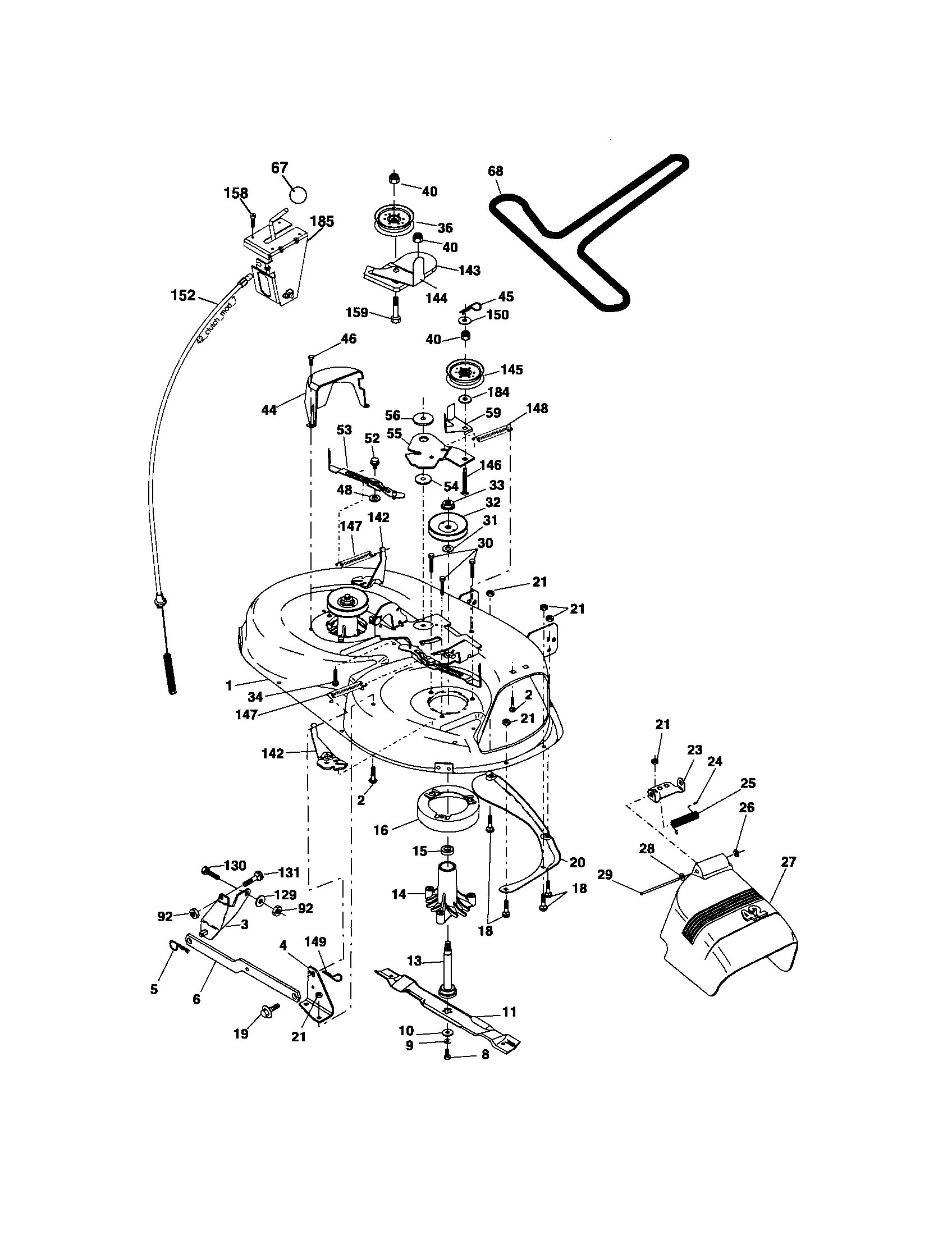 Mower Deck Diagram and Parts List for 917275371  Craftsman Lawn Tractor