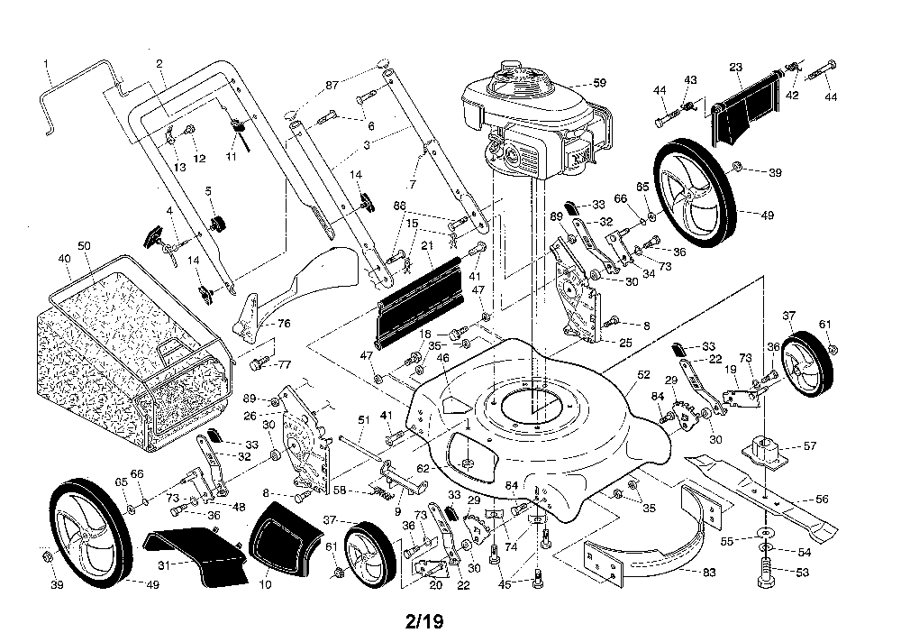 Lawn mower Diagram and Parts List for 944364152  Craftsman Lawn Mower