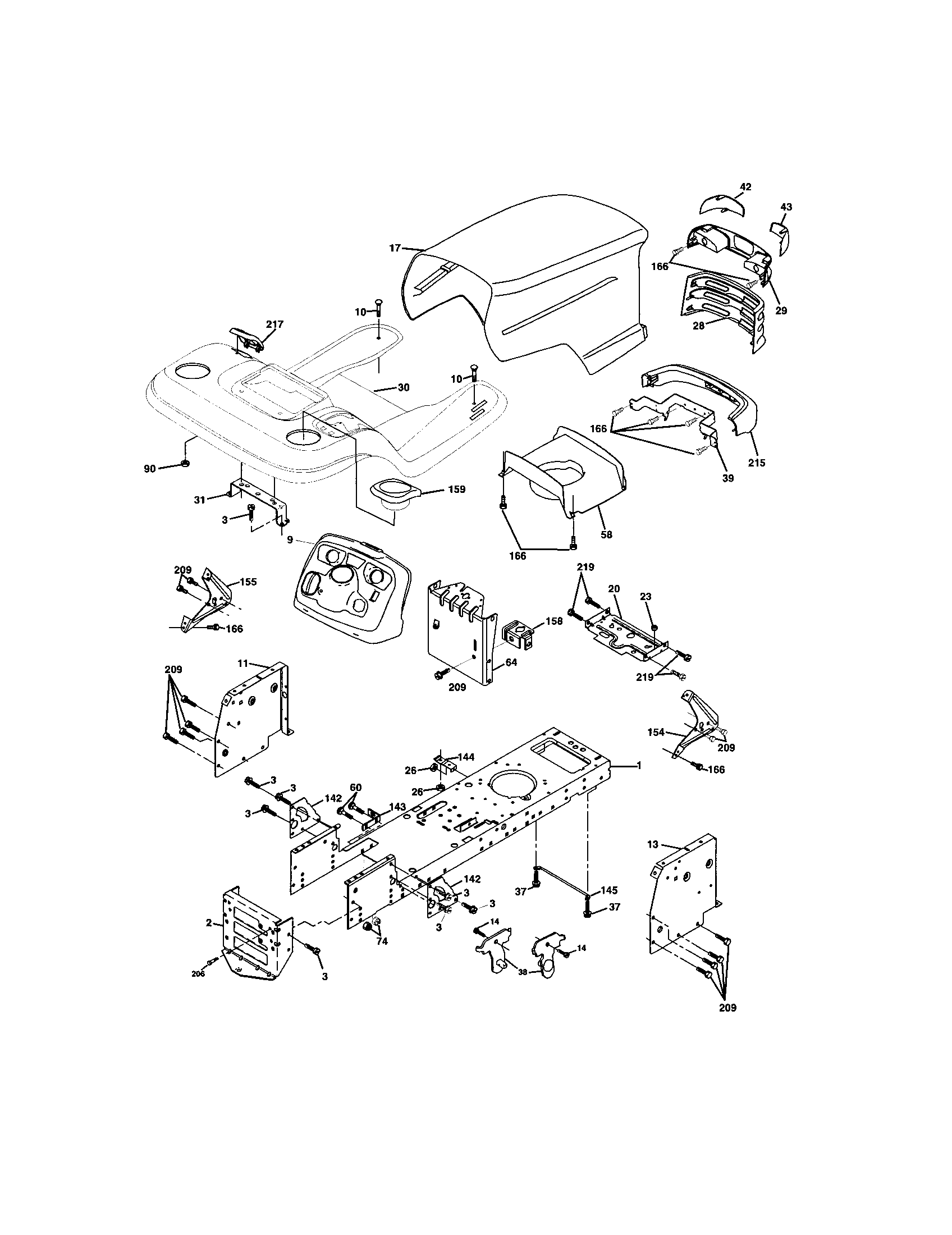 Chassis And Enclosures Diagram and Parts List for 917272248  Craftsman Lawn Tractor