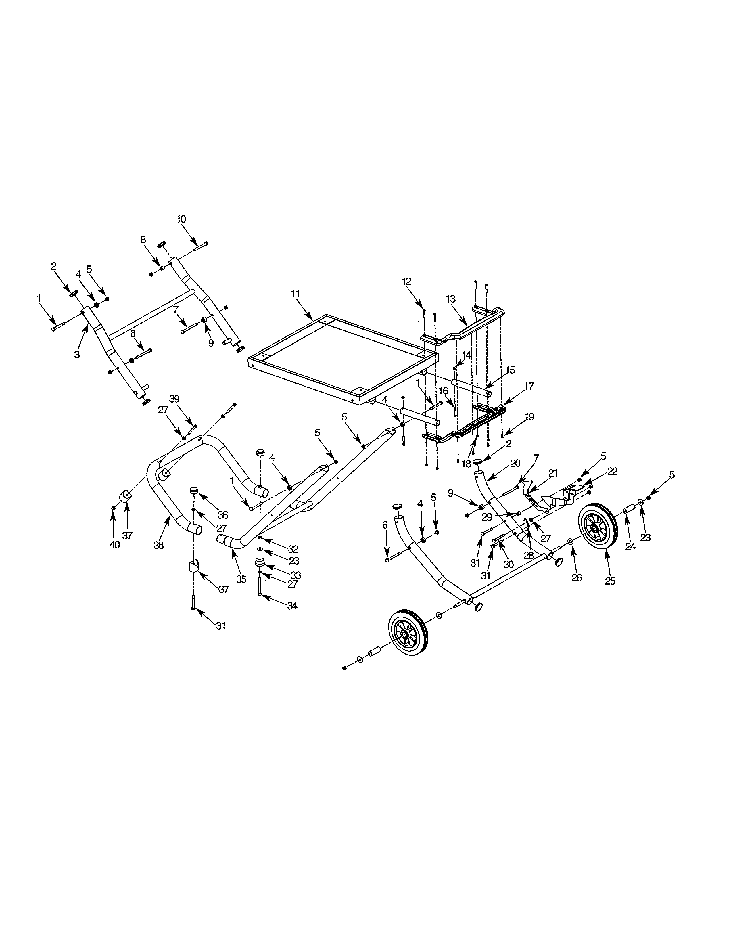 Stand Diagram and Parts List for 141142580  Craftsman Table Saw