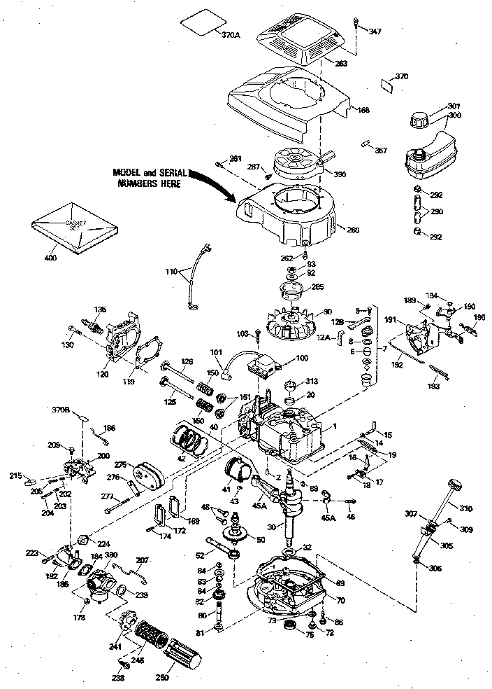 Replacement Parts Diagram and Parts List for 143404372  Craftsman Engine
