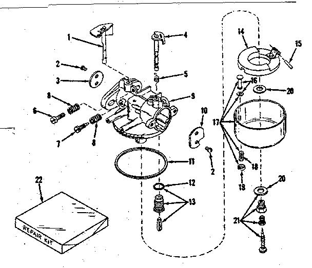 Carburetor Diagram and Parts List for 14352200  Craftsman Engine