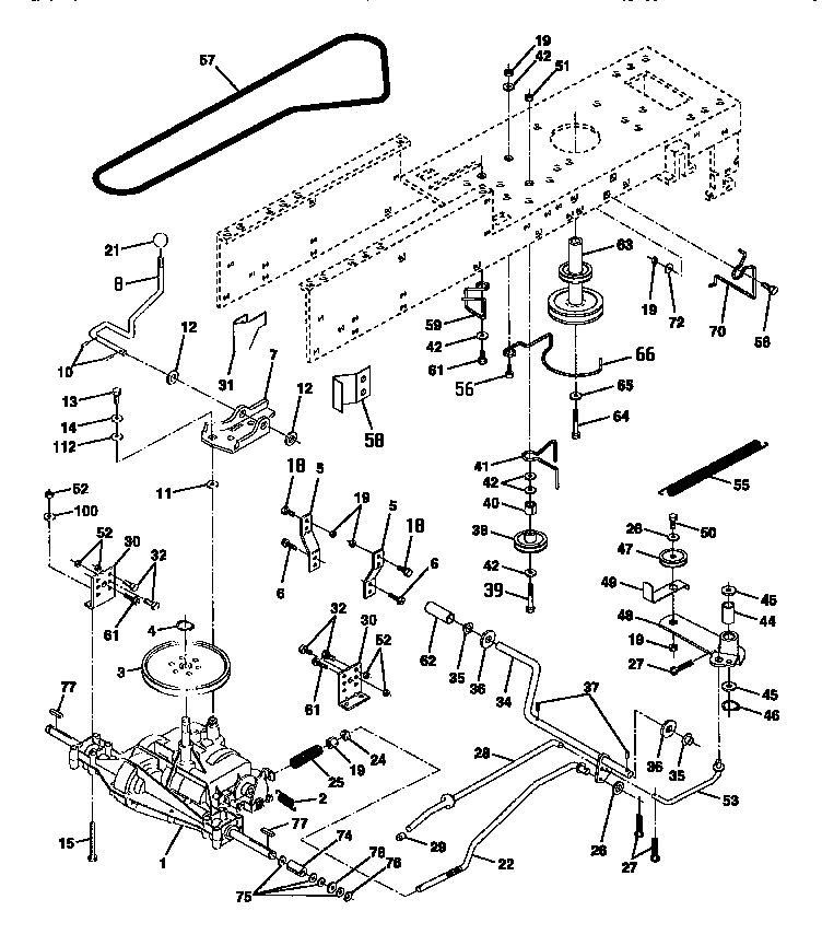 Drive Diagram and Parts List for 917252510  Craftsman Lawn Tractor