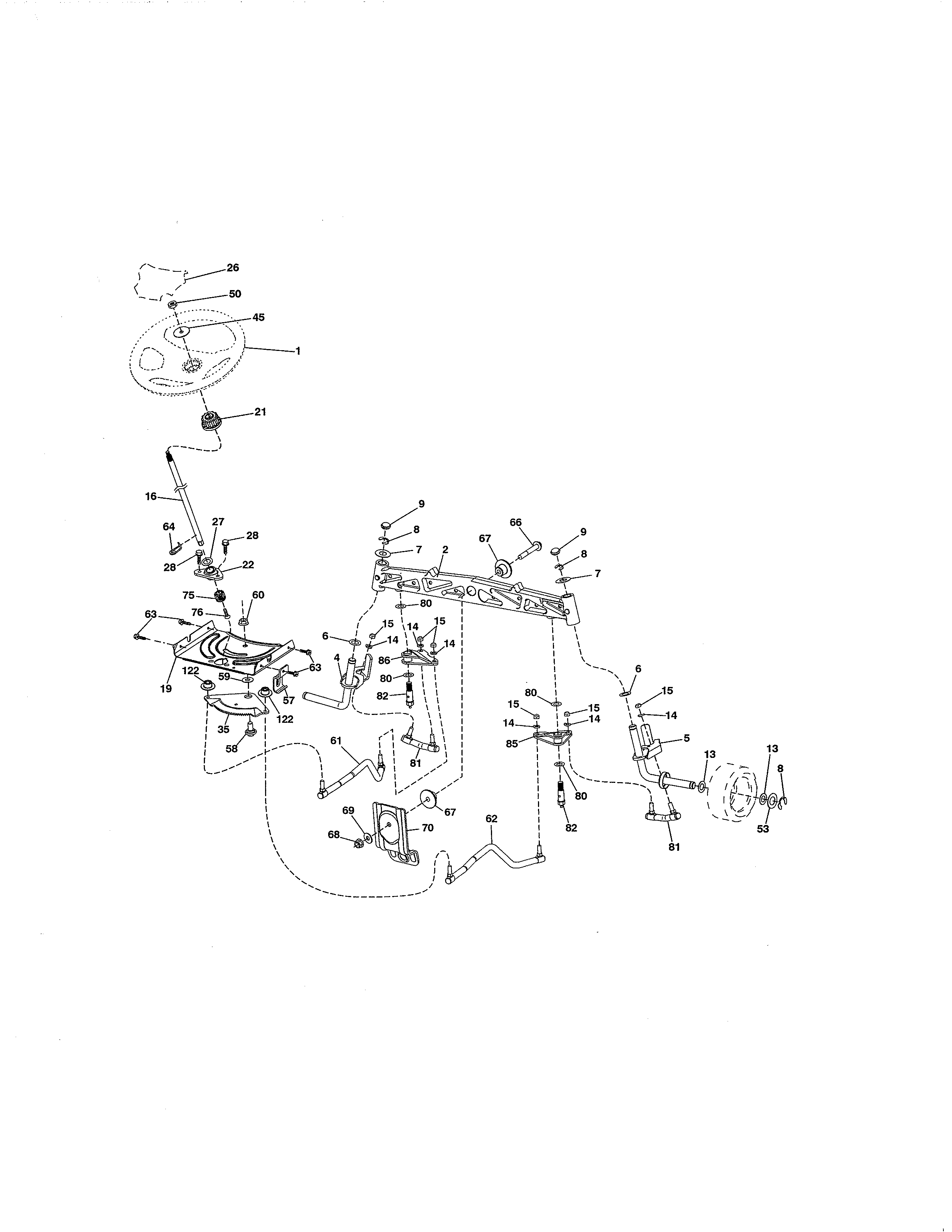 Steering Diagram and Parts List for 917204031  Craftsman Lawn Tractor