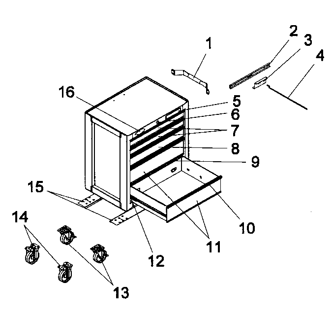 Chest Diagram and Parts List for 706618150  Craftsman Tool Stand & Cart