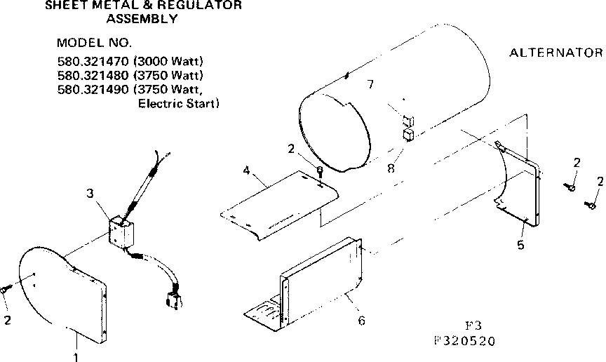 Sheet Metal & Regulator Assembly Diagram and Parts List for 580321480  Craftsman Engine