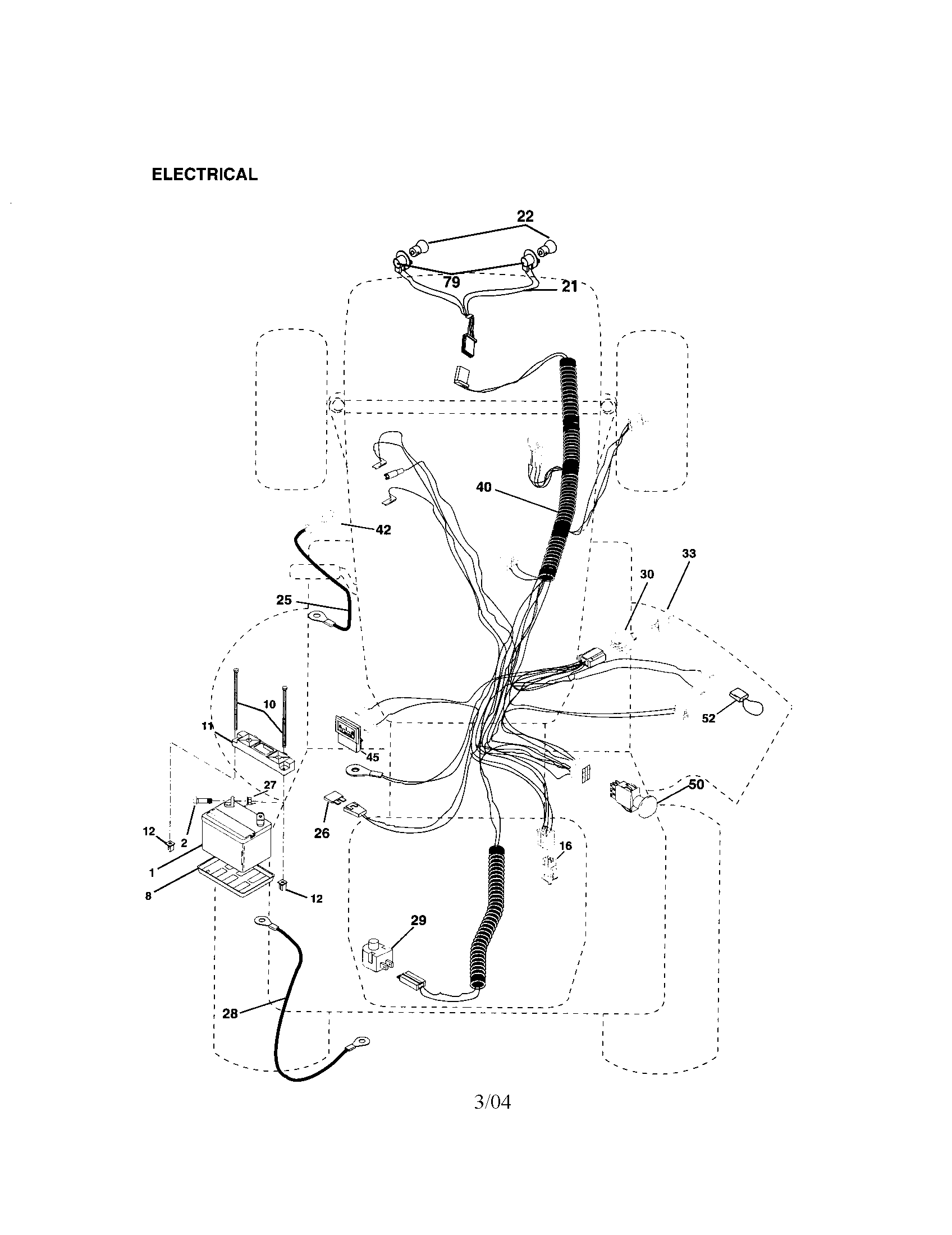 Electrical Diagram and Parts List for 917276013  Craftsman Lawn Tractor