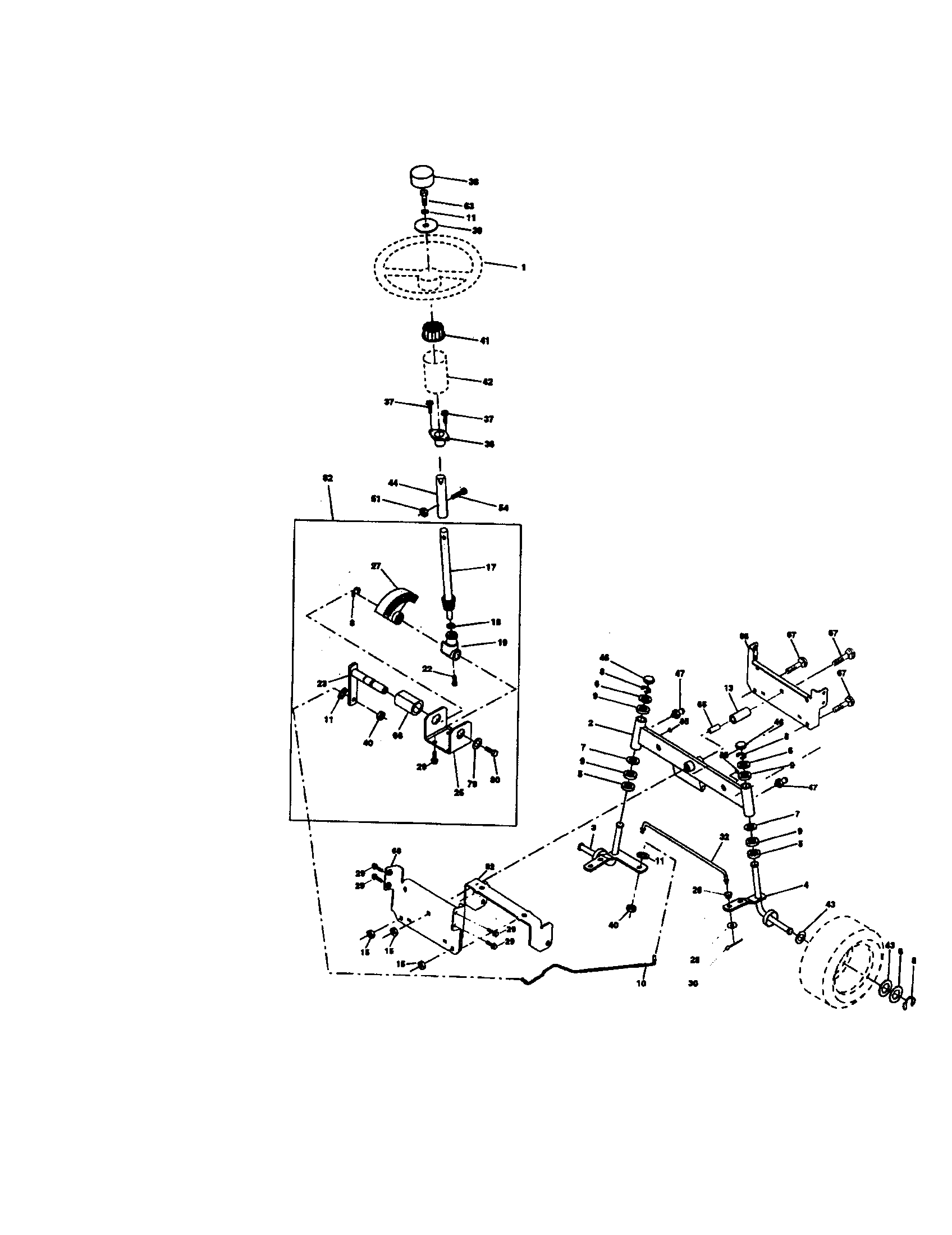 Steering Diagram and Parts List for 917270815  Craftsman Lawn Tractor