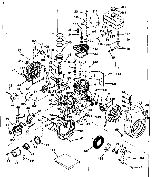 Basic Engine Diagram and Parts List for 143571182  Craftsman Engine