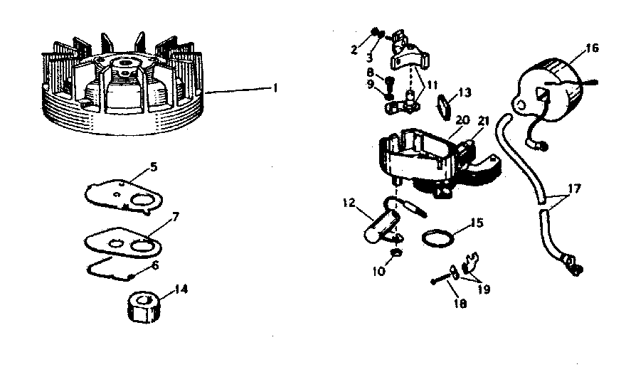 Magneto No. 610597 Diagram and Parts List for 91760028  Craftsman Chainsaw