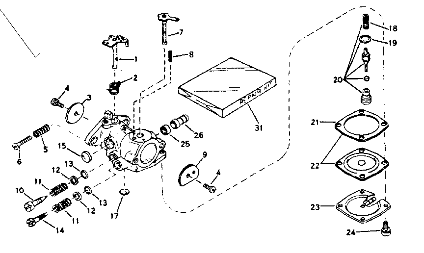 Carburetor Diagram and Parts List for 200682102  Craftsman Engine