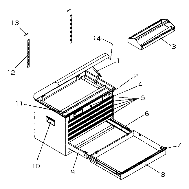 Tool Box Diagram and Parts List for 706954870  Craftsman Tool Stand & Cart
