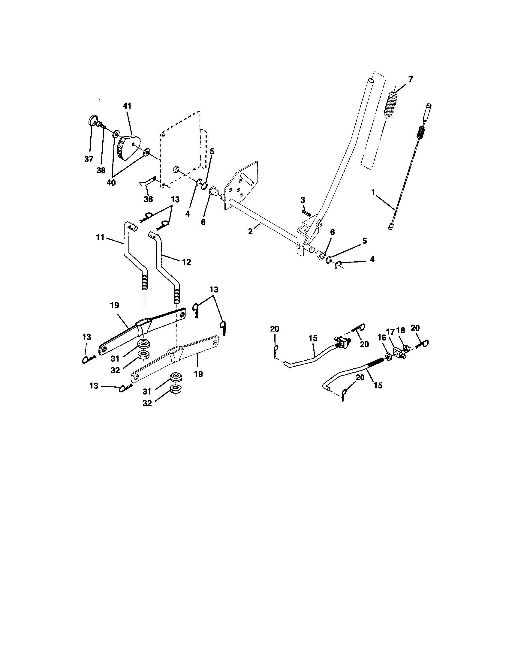 Lift Assembly Diagram and Parts List for 917274650  Craftsman Lawn Tractor