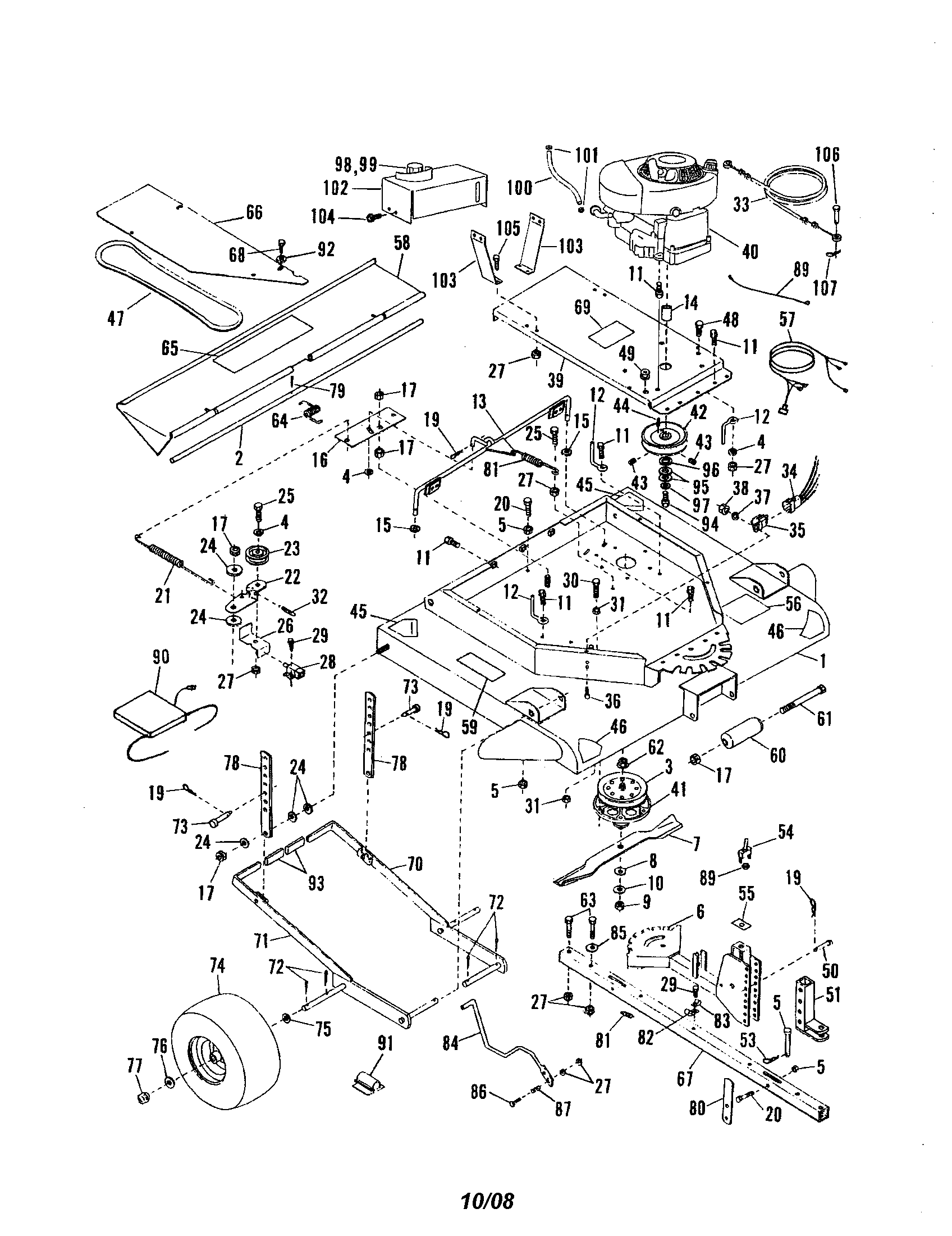 42" Tow Behind Mower Diagram and Parts List for 486243294  Craftsman Lawn Tractor