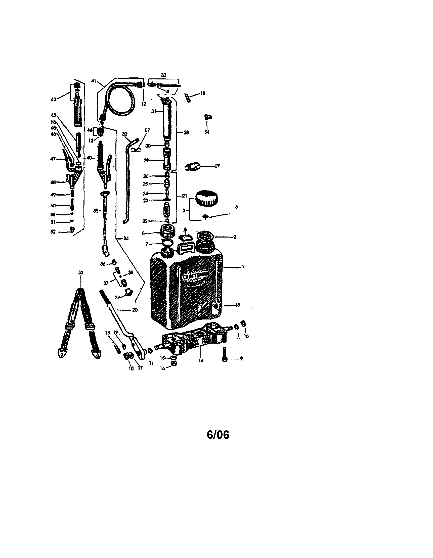 Backpack/sprayer Diagram and Parts List for 75724525  Craftsman Lawn Tractor