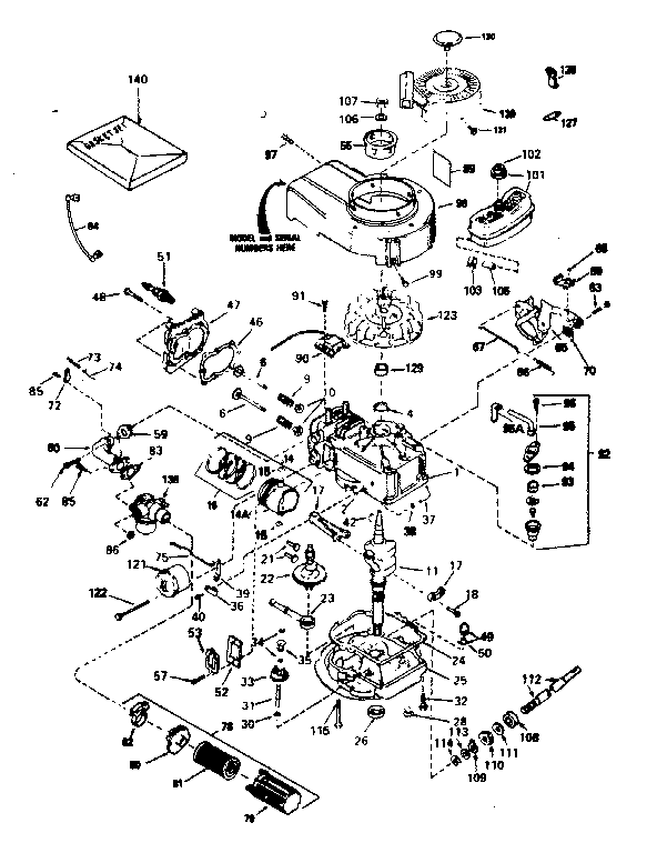 Engine Diagram and Parts List for 143374302  Craftsman Engine