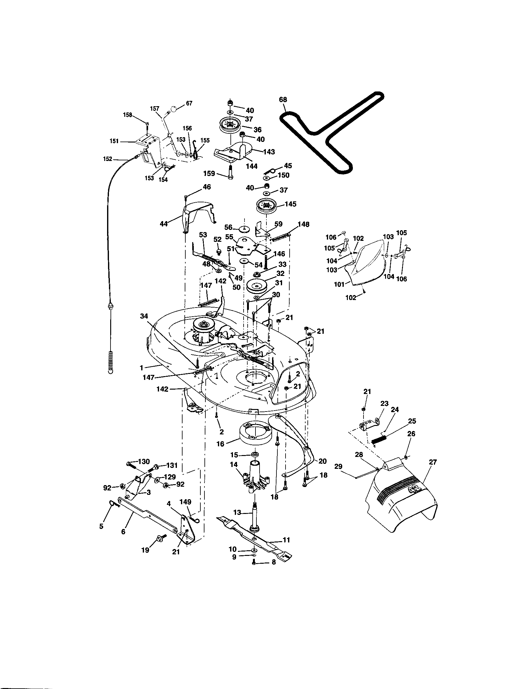 Mower Deck Diagram and Parts List for 917271651  Craftsman Lawn Tractor