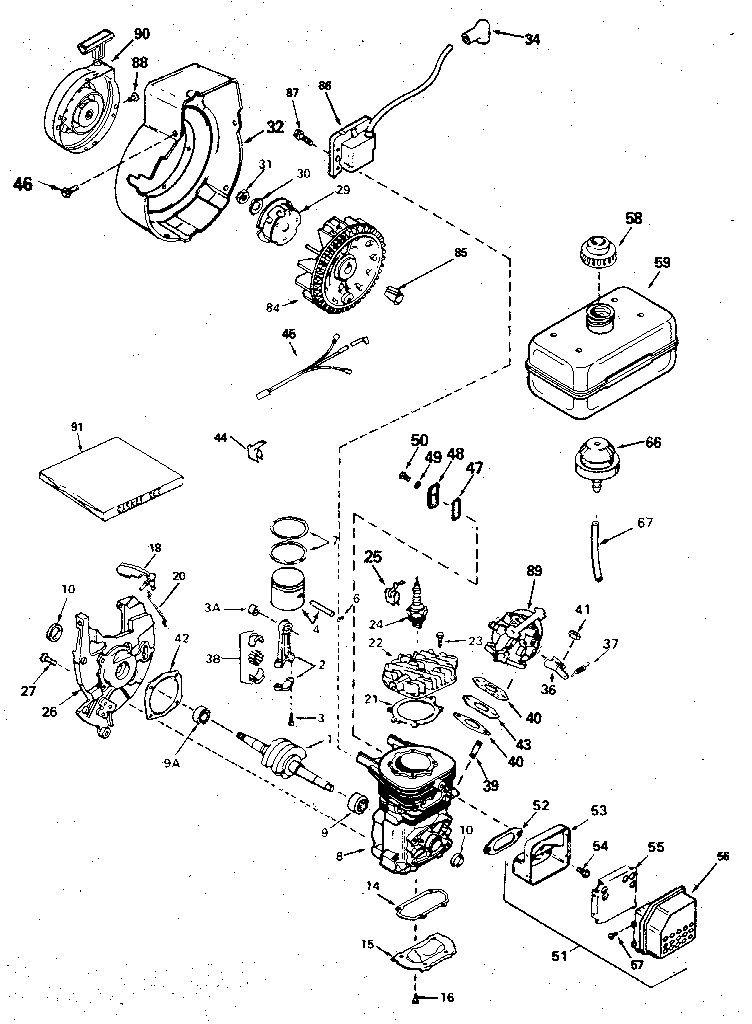 Replacement Parts Diagram and Parts List for 200701001  Craftsman Engine