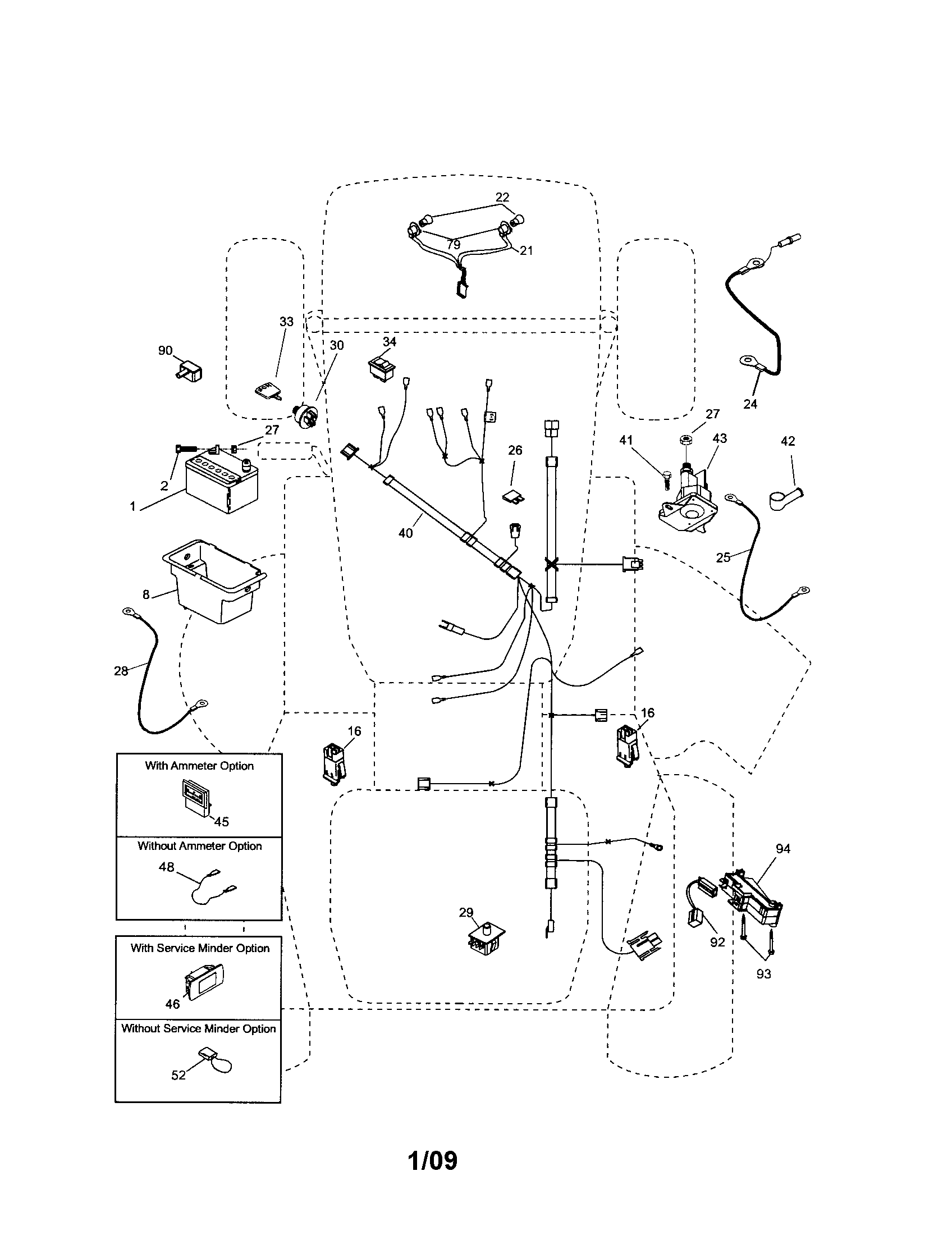 Electrical Diagram and Parts List for 917253101  Craftsman Lawn Tractor