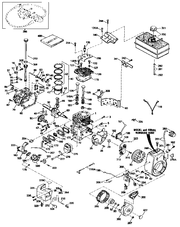 Replacement Parts Diagram and Parts List for 143948001  Craftsman Engine