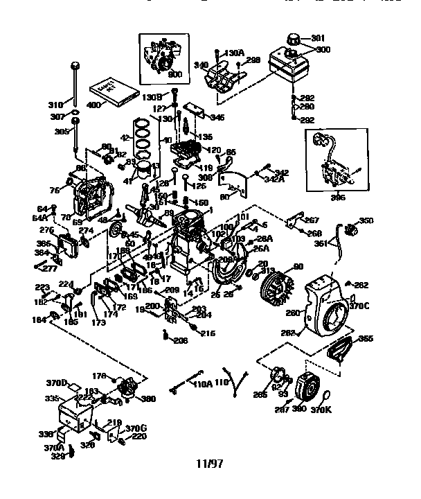 Replacement Parts Diagram and Parts List for 143985003  Craftsman Engine